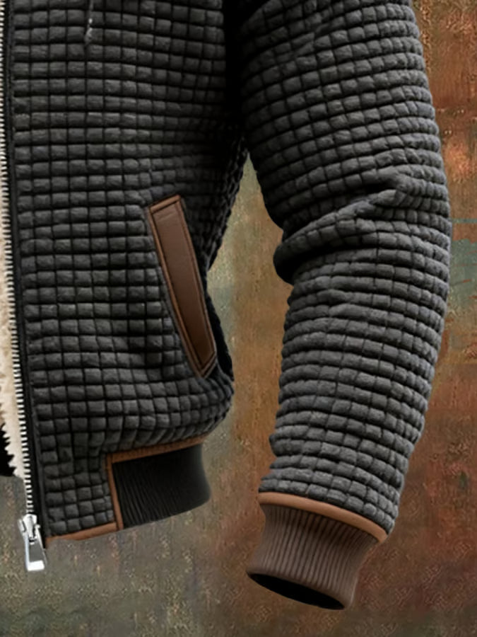 Chaqueta retro de hombre con capucha y cremallera
